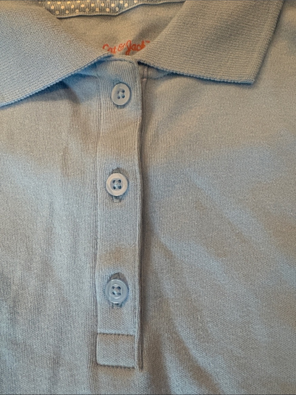 Cat & Jack Pale Blue Girls' Polo with Puff Sleeves - Picture 3 of 6